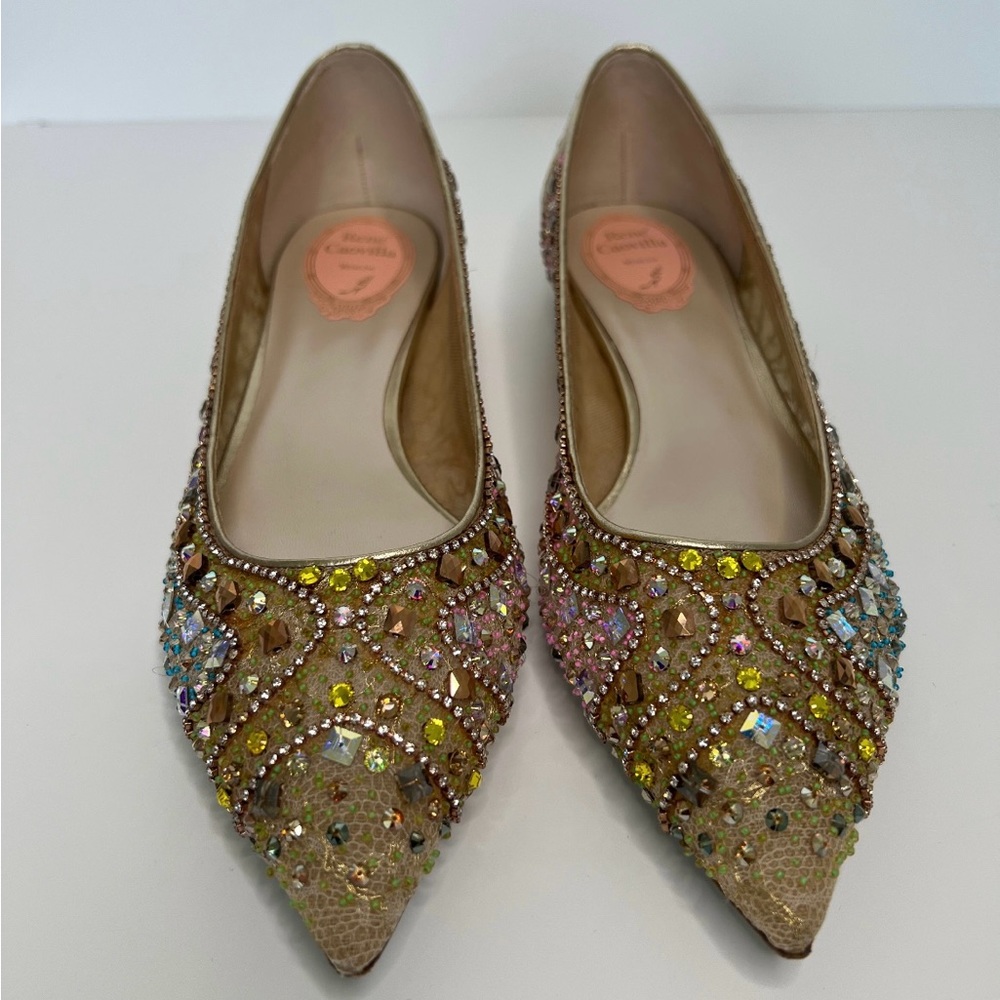 Rene Caovilla Beaded Lace Ballerina Flat Size 39 - Picture 2 of 6